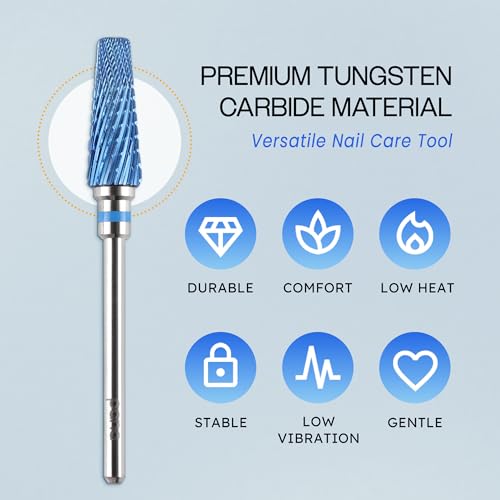 PANA 5-in-1 Pro Upgraded Multi-Function Drill Bit 3/32" Shank Size - (Blue, 2X Coarse to 2X Fine) - Mix Size Tungsten Drill Bit Fast Remove Acrylic Hard Gel Nail for Manicure Pedicure - color: Blue, size: Pro Upgraded