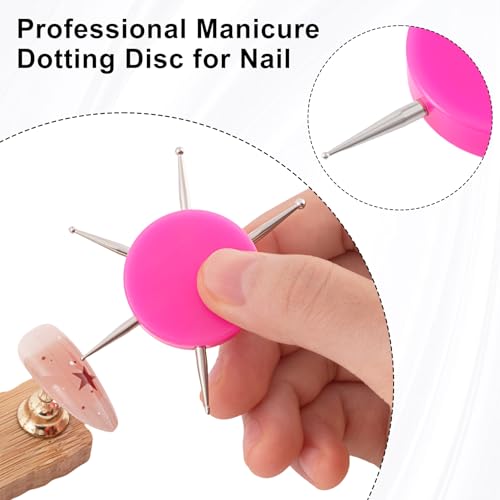 2pcs Pink Nail Dotting Tools, 6-in-1 Metal Dotting Tool Nail Art - color: Pink, 2pcs