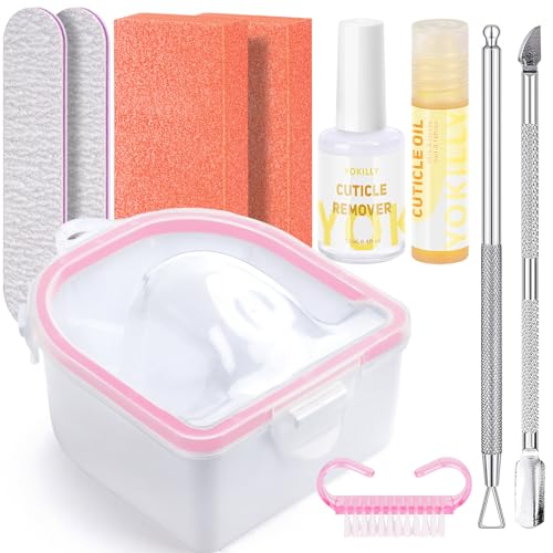Yokilly Nail Soaking Bowl Kit: Soak Off Gel Polish Remover Manicure Bowl - color: Pink-8pcs set