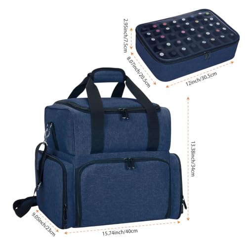 Nail Polish Organizer Holds 80 Bottles & Nail Art Lamp (Blue) - color: Blue