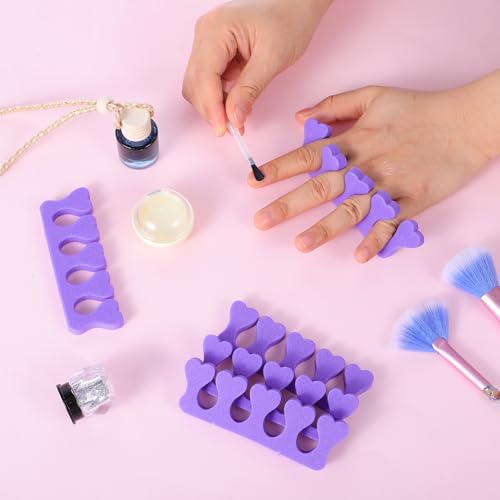 100 Pcs Sponge Toe Separators Soft Finger Separators Premium Pedicure Tool Kit Flexible Toe Divider Spacer for Polishing Pedicure Manicure Coating Nail Art Beauty Accessories (Purple) - color: Purple