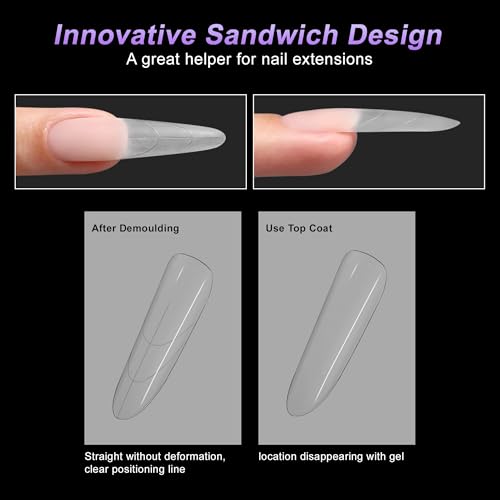 VOCOSTE 240Pcs Sandwich Dual Nail Forms, Almond Shape, Reusable
