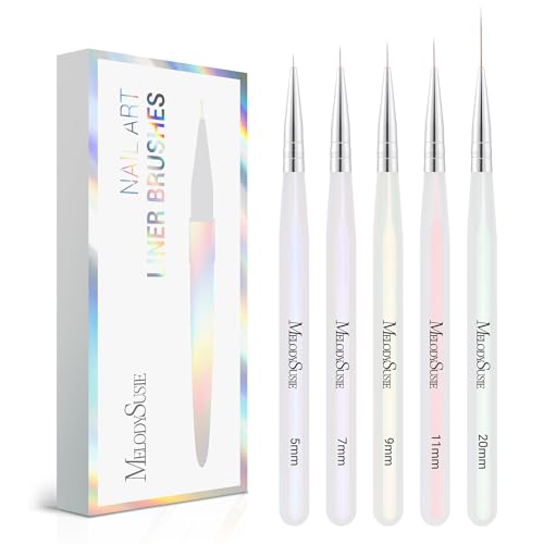 MelodySusie 5Pcs Nail Art Liner Brushes Sizes 5/7/9/11/20mm - size: 5 Pcs - Liner