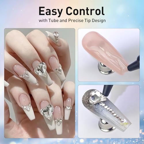 Rhinestone Glue for Nails - Strong Nail Rhinestone Glue Gel for 3D Art, Charms & Decorations | Pro Adhesive for Long-Lasting Bling - color: A-30g Rhinestone Glue