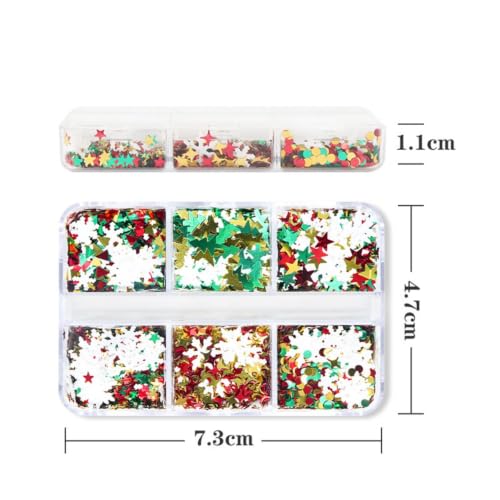 Christmas Tree Snowflakes Nail Art Sequins Xmas Star Glitter Flakes 6 Grids - color: Style06