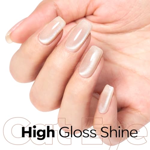 modelones Nude Cat Eye Gel Nail Polish Soak Off UV/LED Gel Polish 15ML - color: A3-Glass Cat Eye