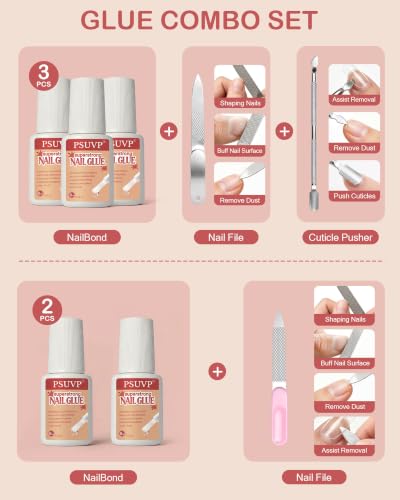 【Upgraded】 Super Strong Nail Glue+Nail File for Press On Nails