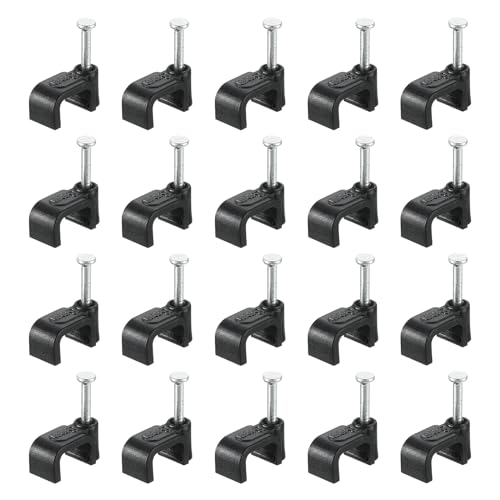uxcell Cable Clips with Steel Nail, 100Pcs 8mm/0.31" Plastic Cable Wire Clips, Ethernet Cable Clips Nail in Cable Clips for Home Wires Cables Cords Management, Black - size: 8mm