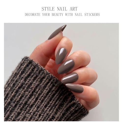 JMEOWIO Semi Cured Gel Strips Nail Art Sticker Wrap Brown - color: Brown