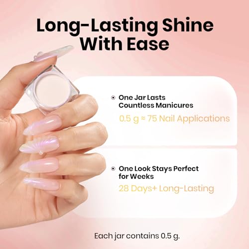 Beetles Chrome Nail Powder Set 7 Colors White Pearl Aurora and Red Silver - color: C - Multicolor-7