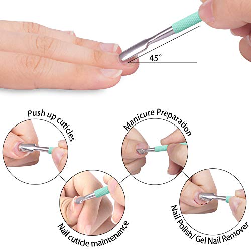 Ejiubas Cuticle Trimmer with Cuticle Pusher, Sharp Efficient Cutting, Green - color: Green
