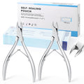 Lothee 2 Pcs 3mm Cuticle Nippers Trimmer with 100 Sterilizer Pouch, Sliver - color: Sliver