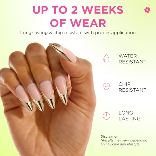 PaintLab Gold Chrome French Press On Nails, Stiletto, 30pcs Nail Kit - color: Gold Chrome Stiletto