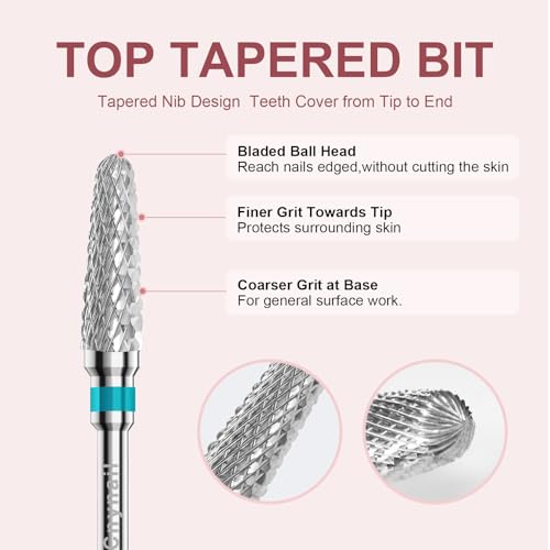 3/32" 2PCS Clean Cone Carbide Cuticle Cleaner Bit for Nail Prep & Cleaning - color: 008 Silver, size: M