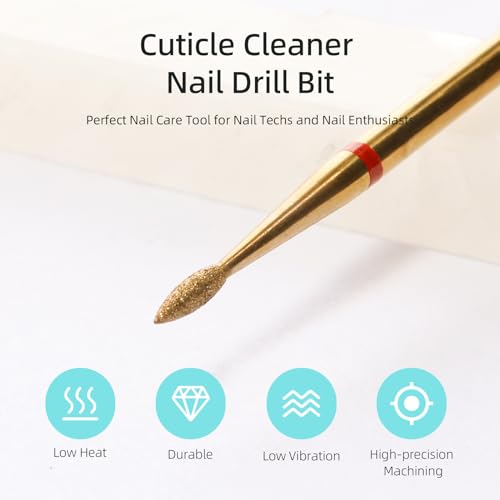 2mm Short Flame Cuticle Clean Nail Drill Bit, Titanium Series Russian Diamond Nail Bits Professional Safety Under Nail Cleaner for Cuticle Dead Skin, Electric Nails Accessories, Fine - color: 2mm Short Flame Cuticle Bit, size: Fine - F