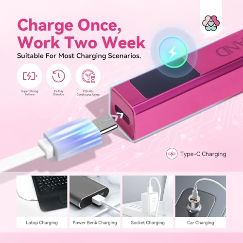 SAVILAND Mini Handheld U V LED Nail Lamp, U V Light for Gel Nails, 12W - color: Bright Pink