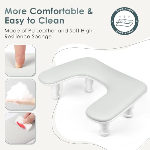 Manicure Arm Rest for Nails Tech: U-shaped Adjustable Nail Armrest - Gray PU Leather Hand Stand Rest for Manicurists - color: U2 Adjustable Height - Gray