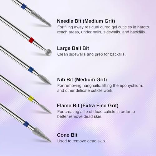 3/32'' 14Pcs Nail Drill Bits Set Diamond for Acrylic Gel & Cuticle Removal - color: 14Pcs Diamond Bit Sets