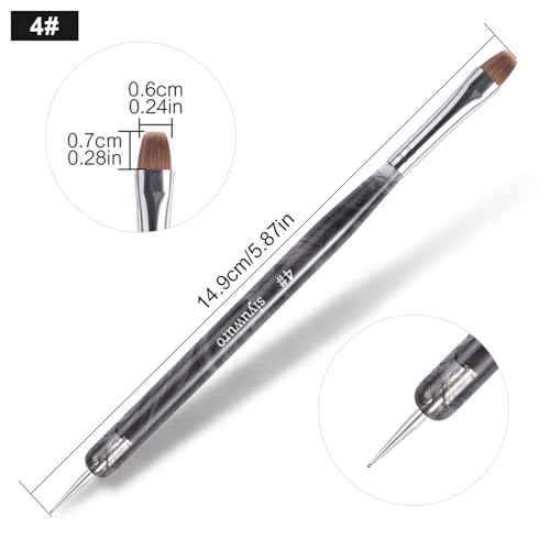 Kolinsky Sable Nail Brush French Nail Brush 2 Way Professional UV Gel Acrylic Nail Art Brush with Dotting Tool for French Manicure Cuticle Clean Up Nail Art Design Brush (4#) - color: 4#