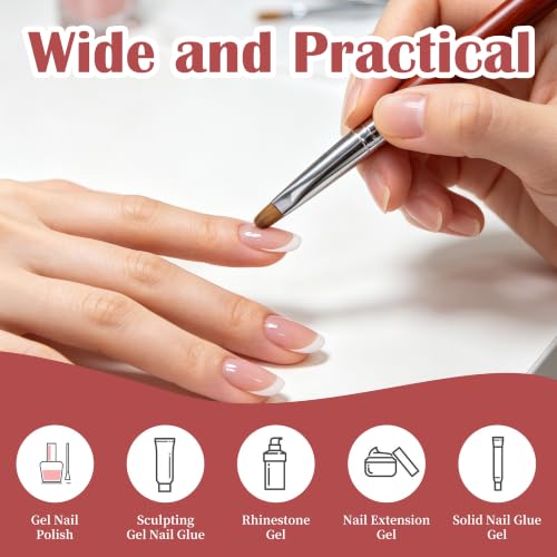 Kolinsky French Tip Nail Art Brush Solid Wood Handle Smooth Bristles for Precise Manicure Clean Up Professional Salon & Home DIY Manicure Tool Professional Nail Brush - Size 8, 1.0 Count