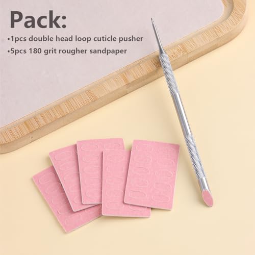 Metal Dual-Ended Cuticle Pusher Kit with Sandpaper Sheets