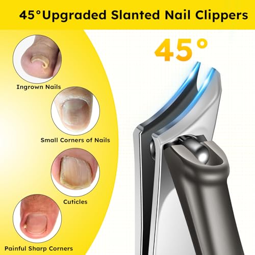 Nail Clippers for Seniors, Heavy Duty Long Handle Ingrown Toenail Clippers - size: Angled Head 6pcs