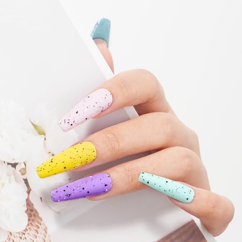MAYCHAO 15ML Eggshell Glitter Gel Nail Polish 1Pc Easter Black Glitter Gel Polish Soak off Gel Polish Nail Art Manicure Salon DIY at Home, 0.5 OZ - color: Eggshell Glitter