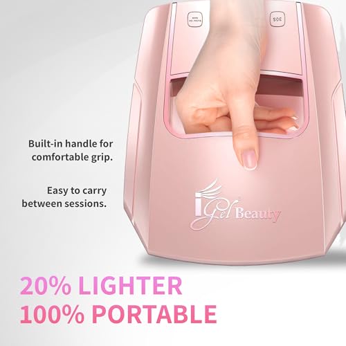 iGel Beauty Hybrid PRO 3.0 XL UV/LED Nail Lamp – Wireless Rechargeable 48W Nail Dryer, Extra Wide Full-Hand Curing, 9000mAh Battery, Smart Timer & Builder Gel Mode, Cordless Professional Lamp - color: Rose Gold