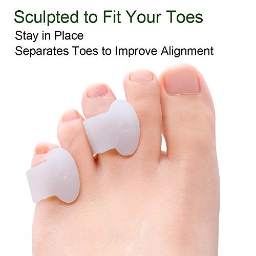 Welnove Gel Toe Separator, Pinky Toe Spacers, Little Toe Cushions for Preventing Rubbing & Relieve Pressure (Pack of 12) - color: White