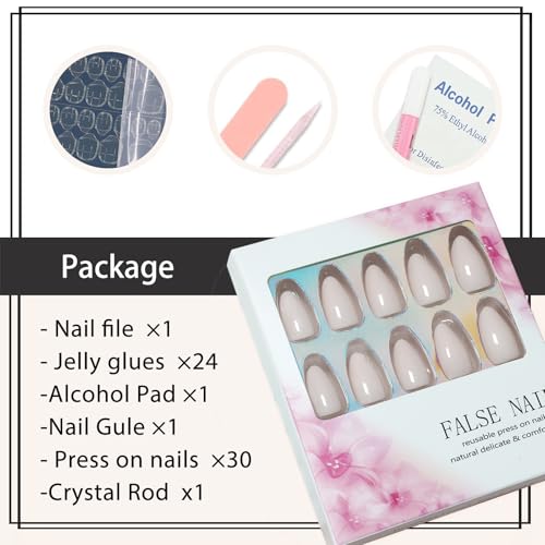 Milky White Acrylic Press on Nails Short Almond Shaped Fake Nails - color: 03-Short White