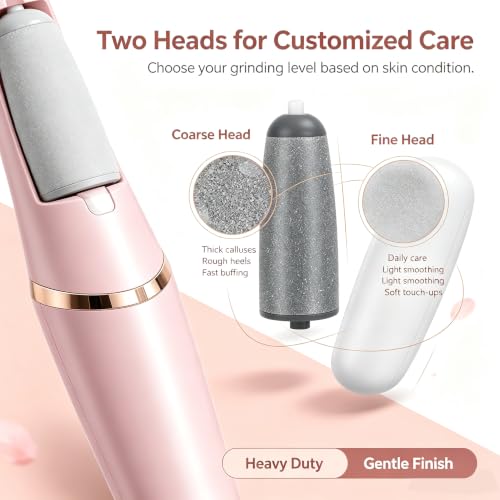 Electric Callus Removers for Feet,2‑Speed Electric Foot Callus Remover Pedicure Kits Rechargeable with 2 Washable Roller Heads,Removes Dry Skin for Smoother Feet, Foot Care for Dead Skin Ideal Gift