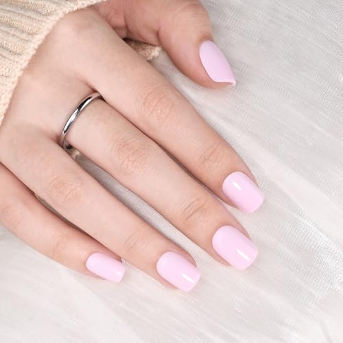 Pink Press On Nails Square - Pink Short Square Fake Nails - color: 1G - Girly Pink