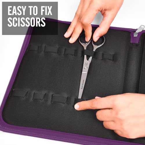 Case Holds 10 Grooming or Beauty Shears (PURPLE) - color: PURPLE