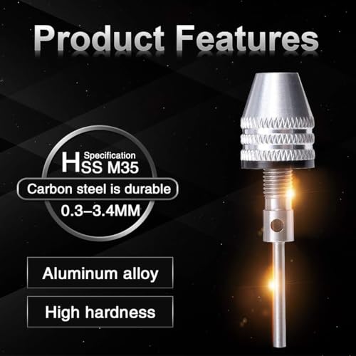 Hanboost 2.35mm Drill Chuck Quick Change Adapter for S2 Rotary Tool, 0.3-3.4mm Capacity Collet for Electric Grinder and Nail Machine, Precision Crafting Accessory for DIY Makers & Craftsmen