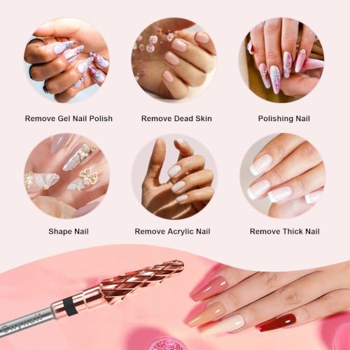 3/32" 2PCS Clean Cone Carbide Cuticle Cleaner Bit for Nail Prep & Cleaning - color: 008 Rose Gold, size: XC