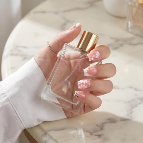 Handmade Short Square French Press On Nails |Reusable&Salon Quality-O912, L - color: O912, size: L