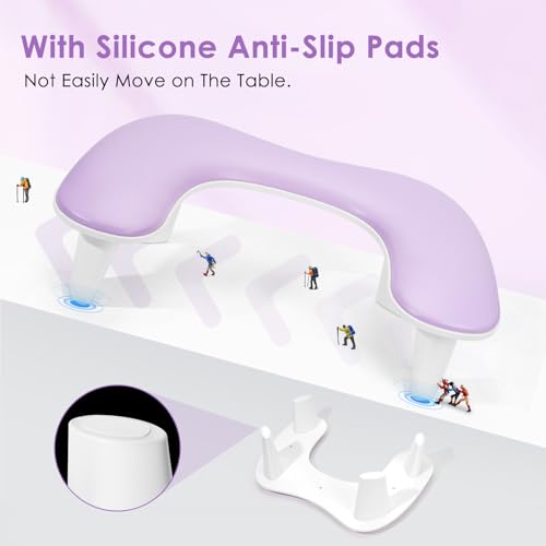 Big Arm Rest for Nails Tech, U-Shaped, for Acrylic Nails, Purple - color: 1nd Gen Purple