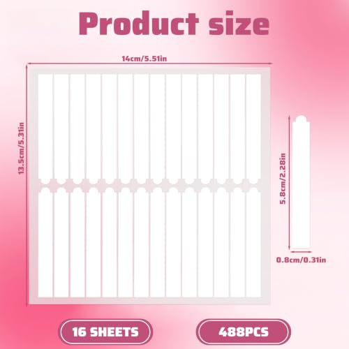 16 Sheets Double Sided Nail Tape for Nail Art, Jelly Nails Adhesive Strips