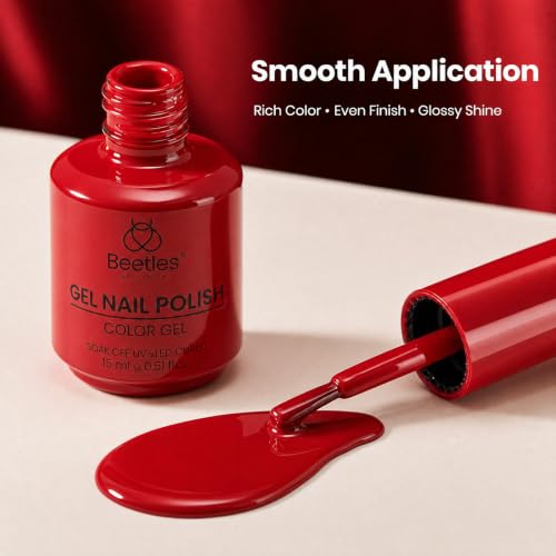 Beetles Red Gel Nail Polish, 15ml Classic Red Soak Off UV Gel Polish - color: C - Red | My Signature