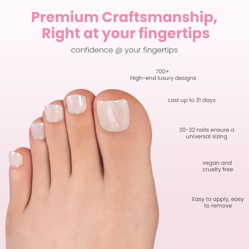 Nail Reformation Press On Toenails, Creamy Short Square Fake Toe Nails - color: White Tea