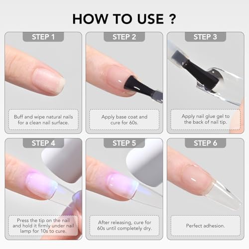 GAOY 2Pcs Gel Nail Glue, 16ml, 2 in 1 Nail Glue and Base Gel, Lamp Needed