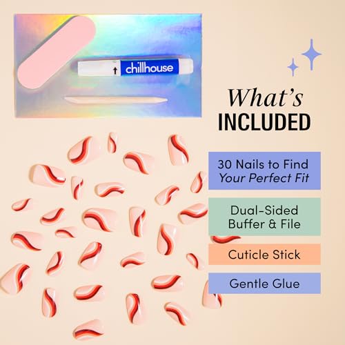 Chillhouse - Chill Tips, Press on Nails Kit - Discoteca (Oval) - 30 Nail Shapes & Sizes - Up to 2 Weeks of Wear - Customizable Fit - Reusable - Latina Founded & Women Owned - Beauty & Self Care - color: Discoteca