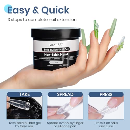 MIZHSE 100 g Solid Builder Gel for Nails, Clear 3D Sculpting Gel for Nails - color: 100g Clear