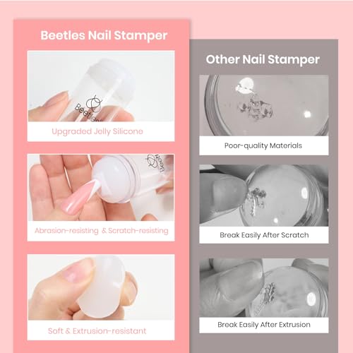 Beetles French Tip Tool: Stamp Gel Silicone Nail Stamp Kit - color: E - Black White-4