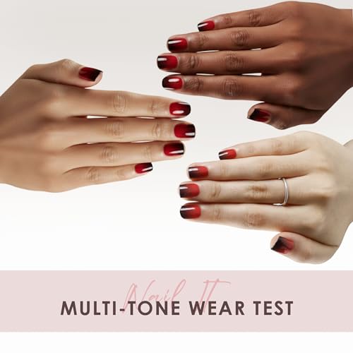 Semi Cured Gel Nail Strips Hema-Free Red Black Ombre - color: Dark Rose