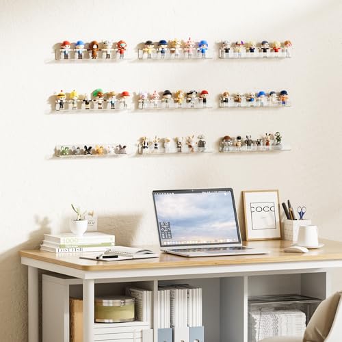 upsimples 6 Pcs 12" Clear Acrylic Shelves, Small Shelf for Wall Display