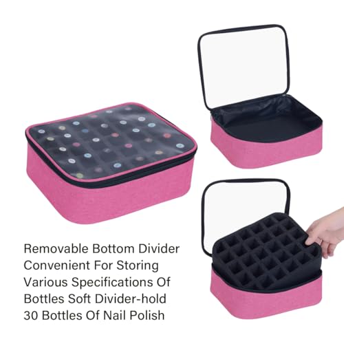 Small Clear Nail Polish Organizer Holds 30 bottles(15ml-0.5fl.oz) Nail Polish Case Multifunctional Nail Polish Bag organizer, Cosmetic Travel Makeup Cases for Women Rose Red - color: Rose Red, size: 1Pcs-30 bottles