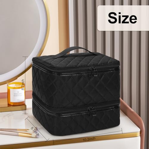 Nail Polish Organizer Bag Holds 30+ Bottles (15ml/0.5 fl.oz) &UV Nail Lamp - color: 03-Black, size: 30 Bottles