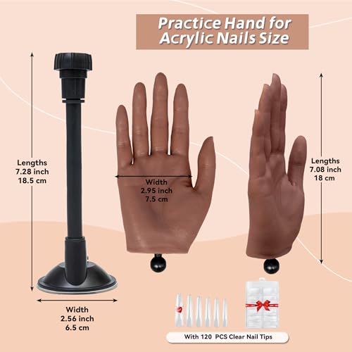 Realistic Silicone Practice Hand for Acrylic Nails, Flex Fingers - color: Color 5