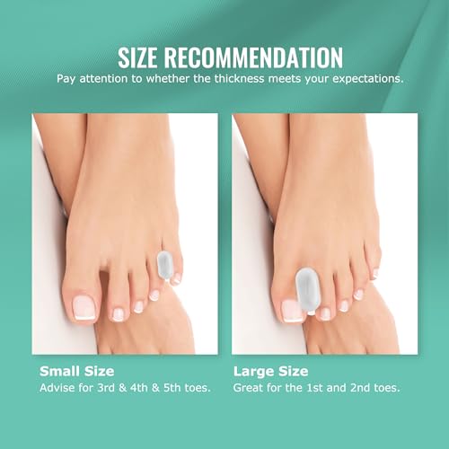Welnove Upgraded Gel Toe Separators – 8-Pack Aloe Vera Extract Infused Silicone Toe Spacers for Straightening Overlapping Toes, Calluses – Bunion Corrector for Men and Women (Large, Clear) - size: Large